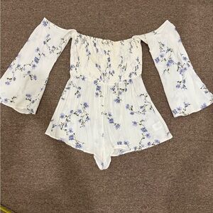 Tobi Show Some Skin White Floral Romper, medium
